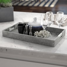 Beachcrest Home Amaya Faux Shagreen and Metal Accent Tray BCMH2657